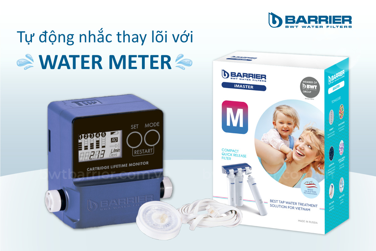 Thay lõi lọc máy lọc nước BWT Barrier iMaster M dễ dàng với Water meter