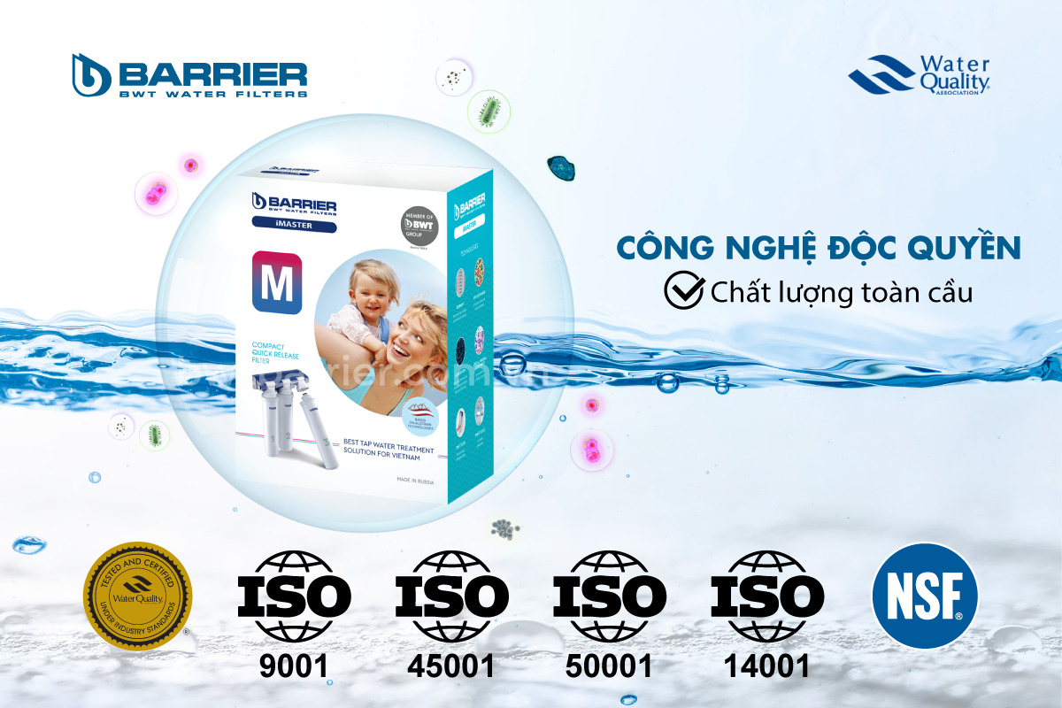 Máy lọc nước BWT Barrier iMaster M đạt chuẩn chất lượng quốc tế