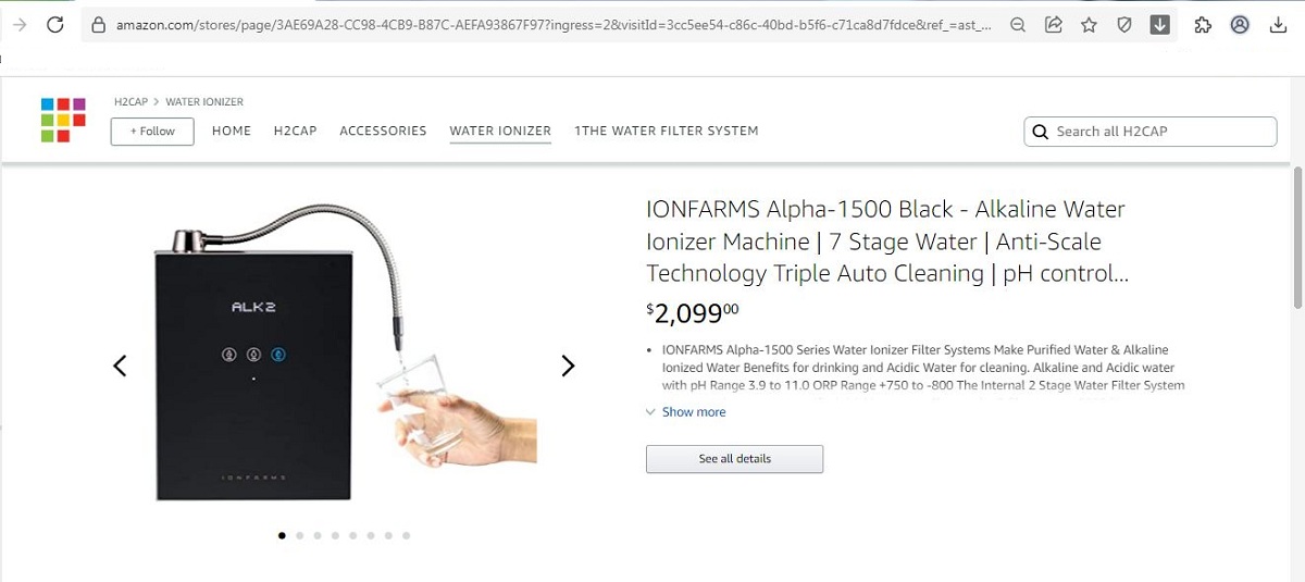Máy lọc nước ion kiềm Ionfarms Alpha-1500